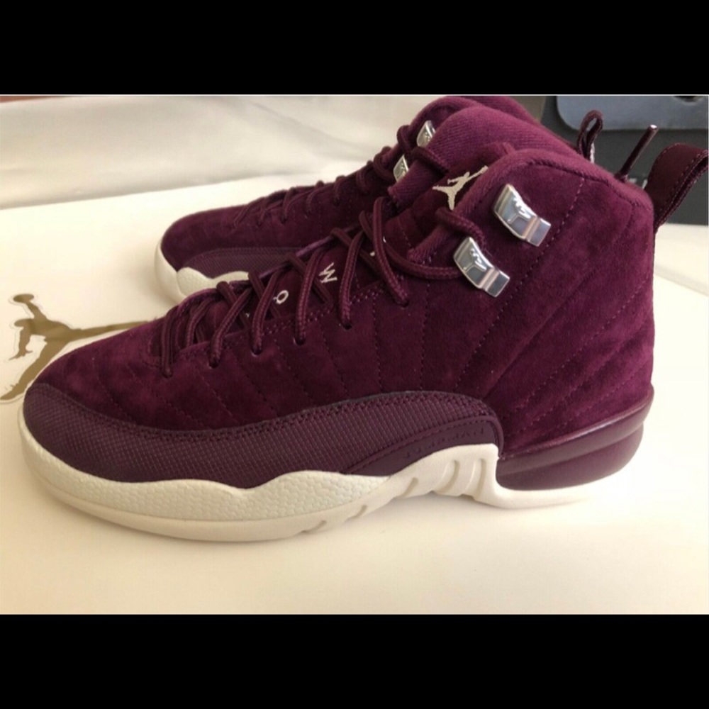Air Jordan Retro 12 XII BORDEAUX WOMEN'S SAIL METALLIC SILVER NEW! IN BOX! 5Y - Picture 7 of 13